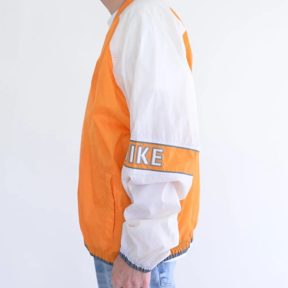 Vintage 90S Nike Rare Red Check Orange And White Half Zip Nylon Pull Over Jacket - Picture 4 of 14